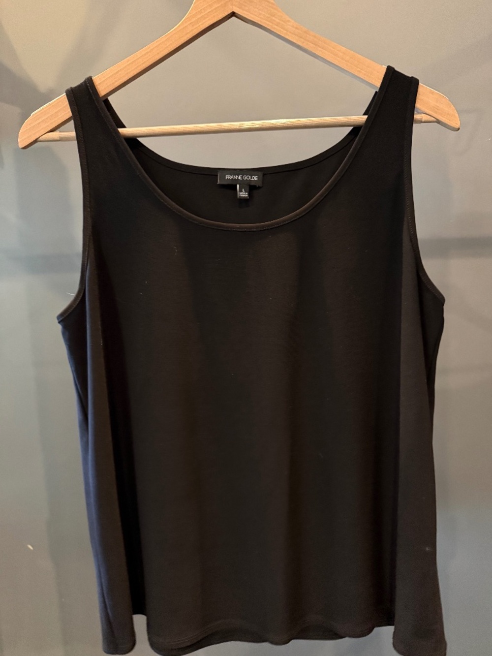Franne Golde Black Stretch Jersey Tank Top Shell Size L Made Canada